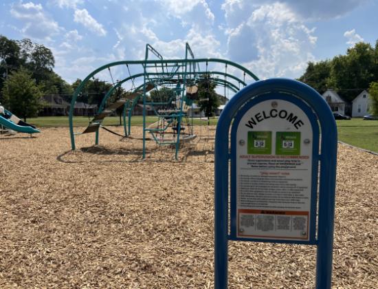 Jungle Gym and informational sign