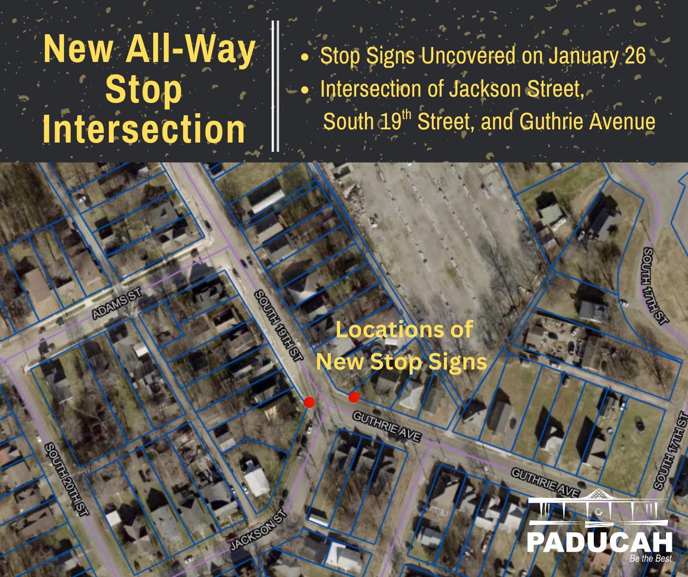 map showing location of new stop signs